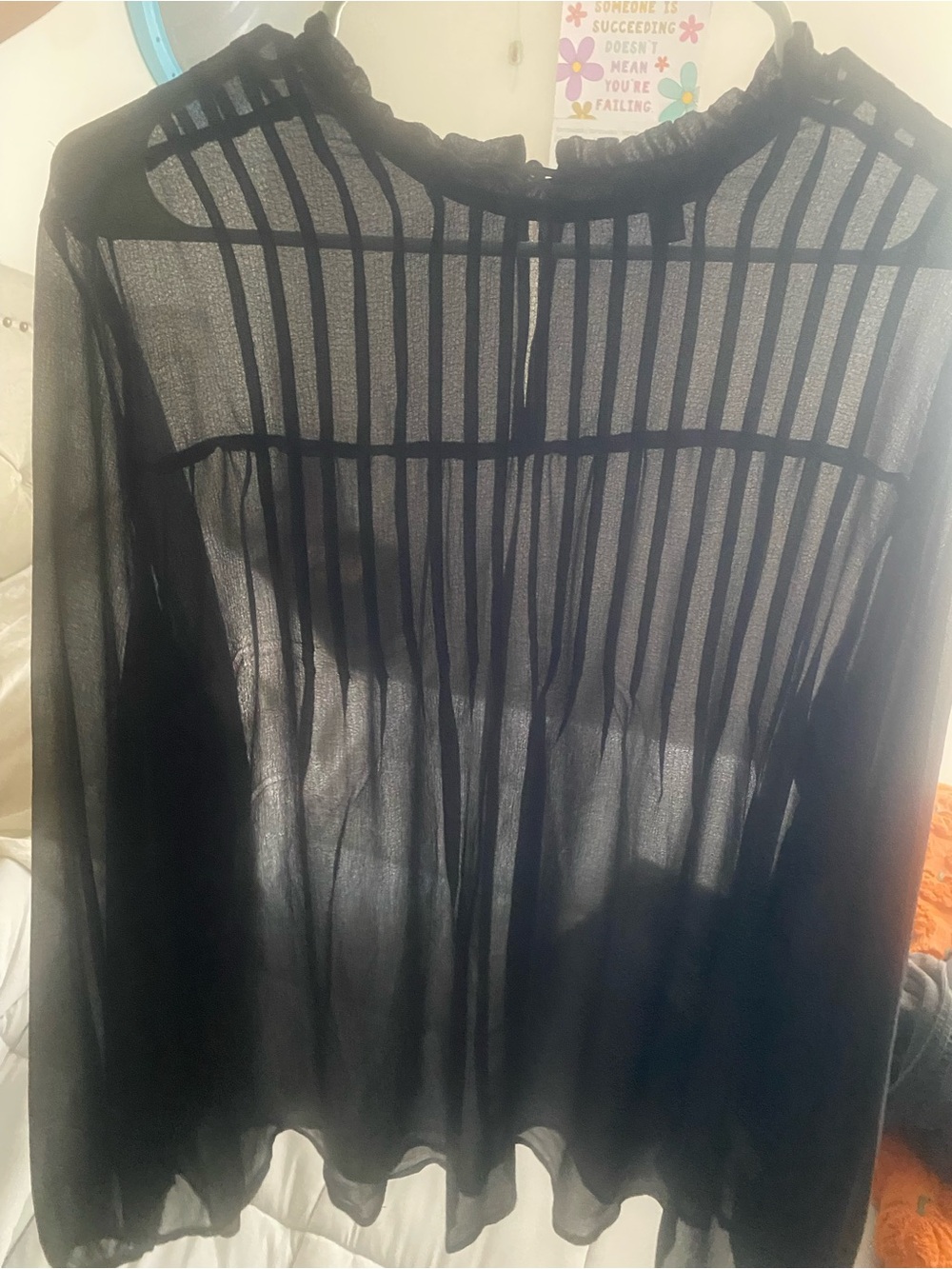 torrid Black Sheer Striped Long Sleeve Blouse